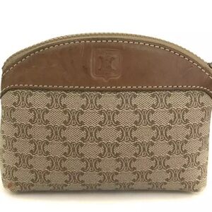CELINE vintage Macadam Leather Cosmetic Pouch.